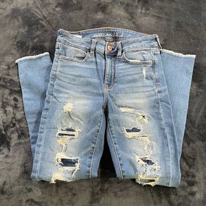 Blue American Eagle Hi-Rise Jegging (size 4)